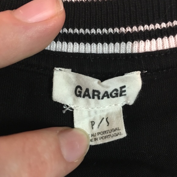 Black tee shirt with white stripe, size small - Picture 3 of 3